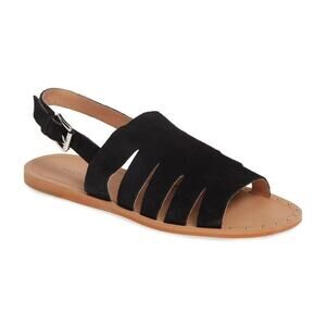 Halogen Women Slingback Caged Sandals Jannie Size US 7M Black Suede